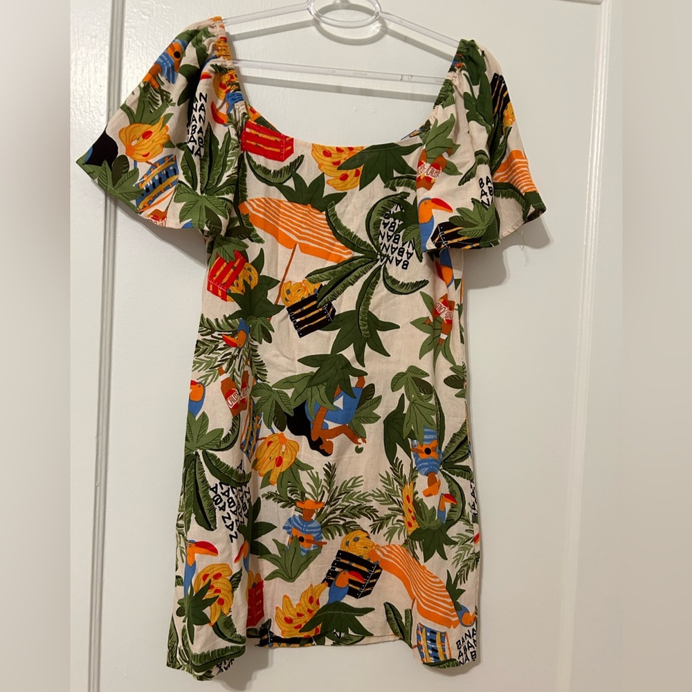 Colorful Tropical Print Dress